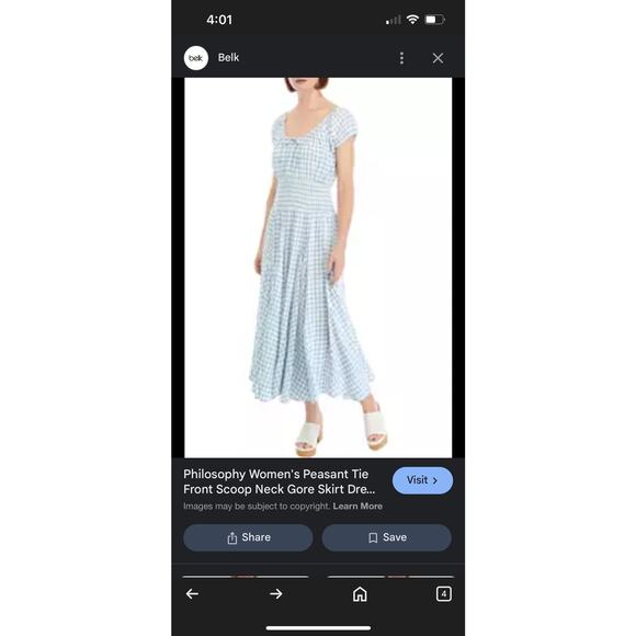 NWT Philosophy Women's Peasant Tie Front Scoop Neck Dress Retail $98 Size Large - Picture 1 of 8